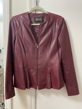 Badgley Mischka Peplum Leather Jacket